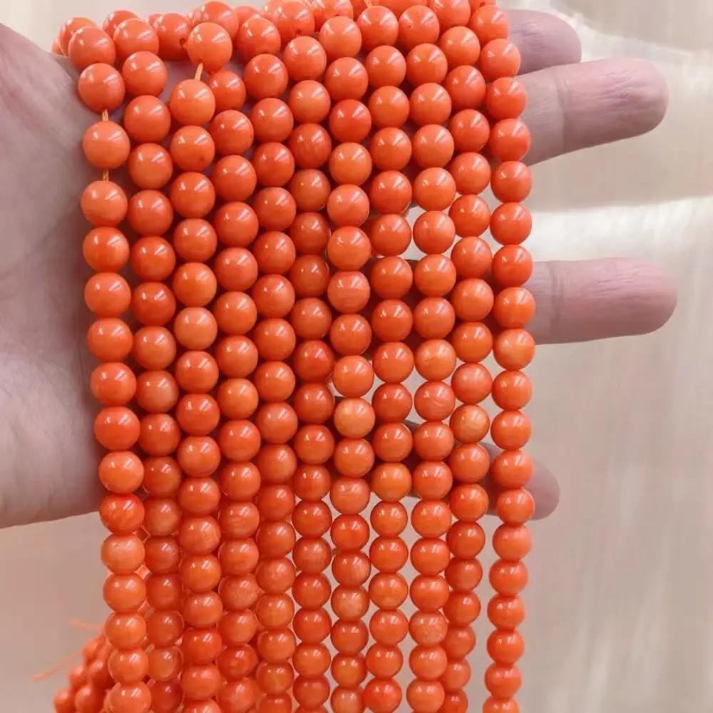

Бусины из натурального морского бамбукового коралла, оранжевые, круглые, 7-8 мм, 15 дюймов, для изготовления украшений, ожерелий и браслетов своими руками