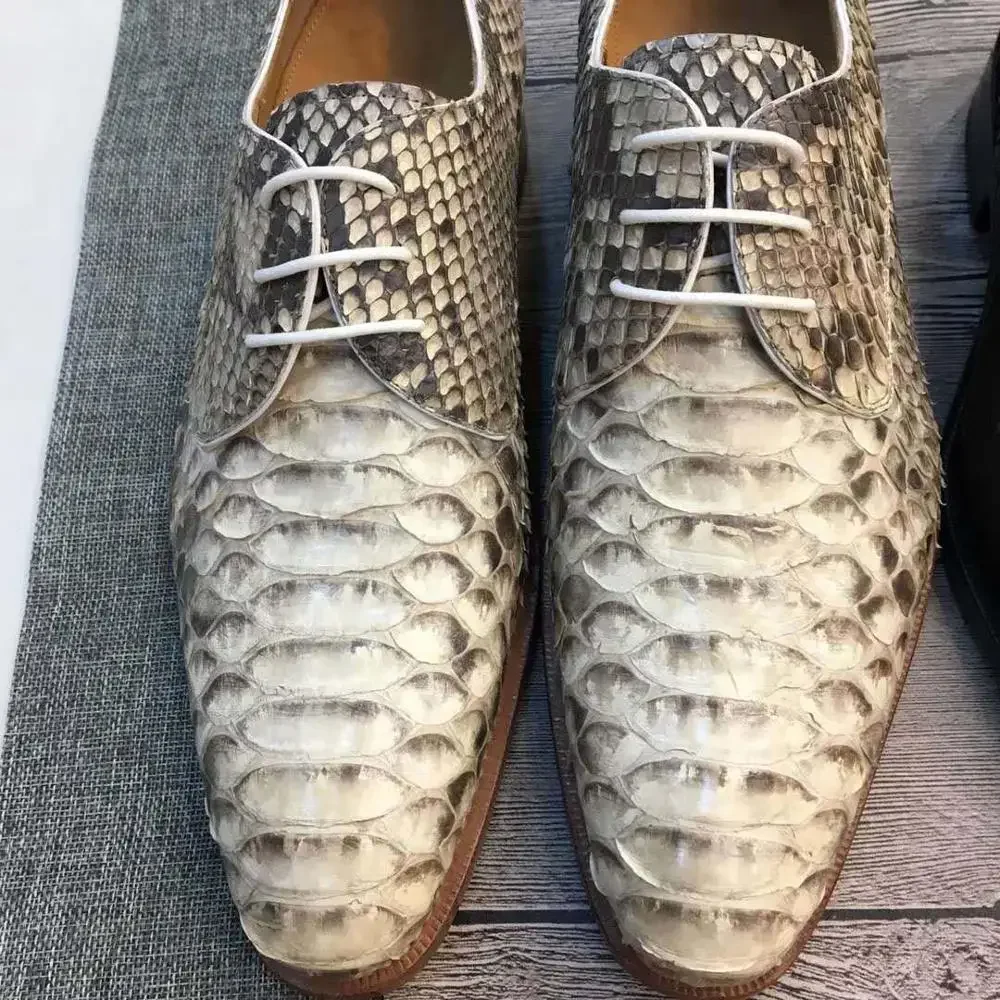 Chue New Men Dress Shoes  Snake Skin Python Leather  Wendding Business