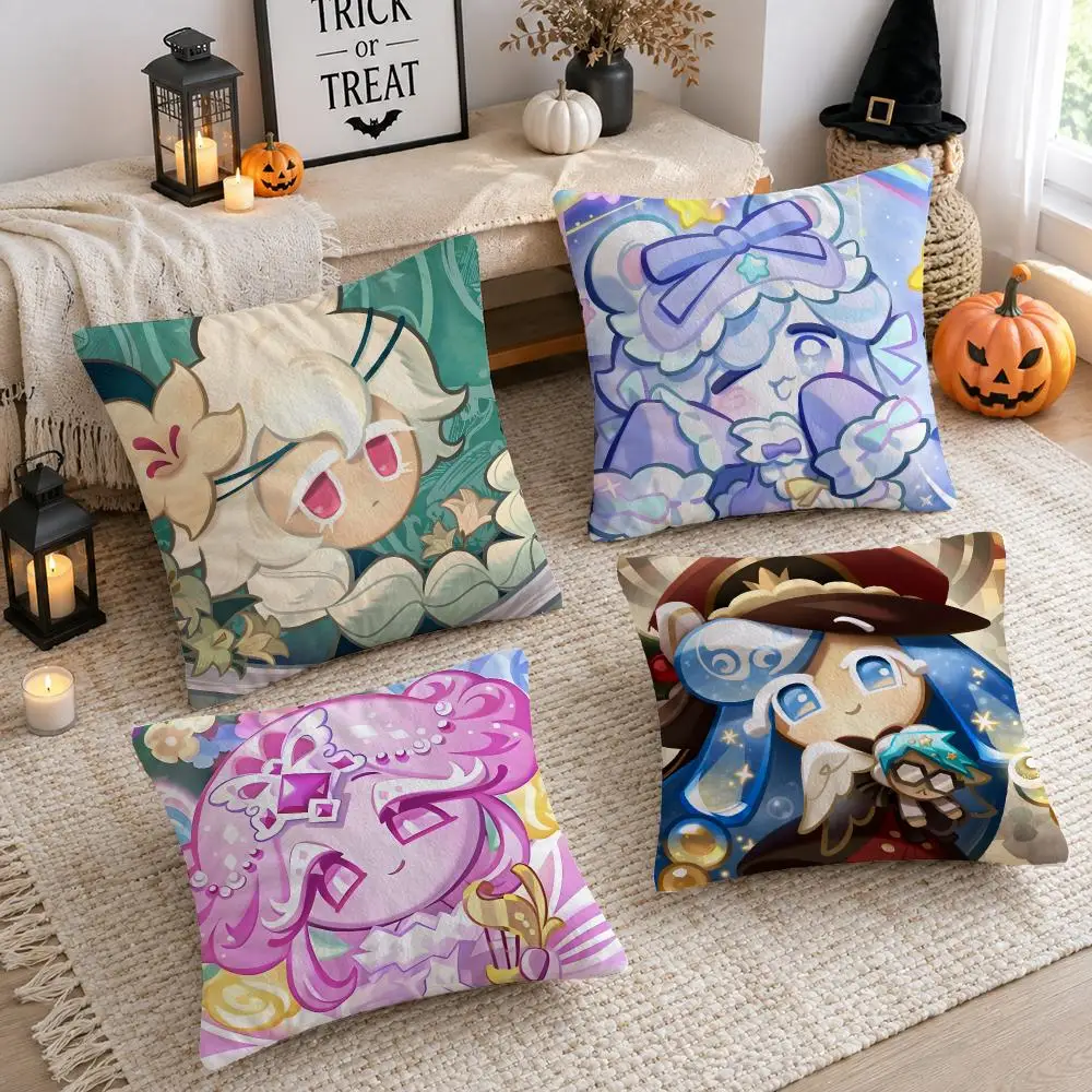 Video Game C-CookieRun Kingdom Cushion Cover Plush Decorative Pillow Case With Hidden Zipper Cutecore Room Decor For Home
