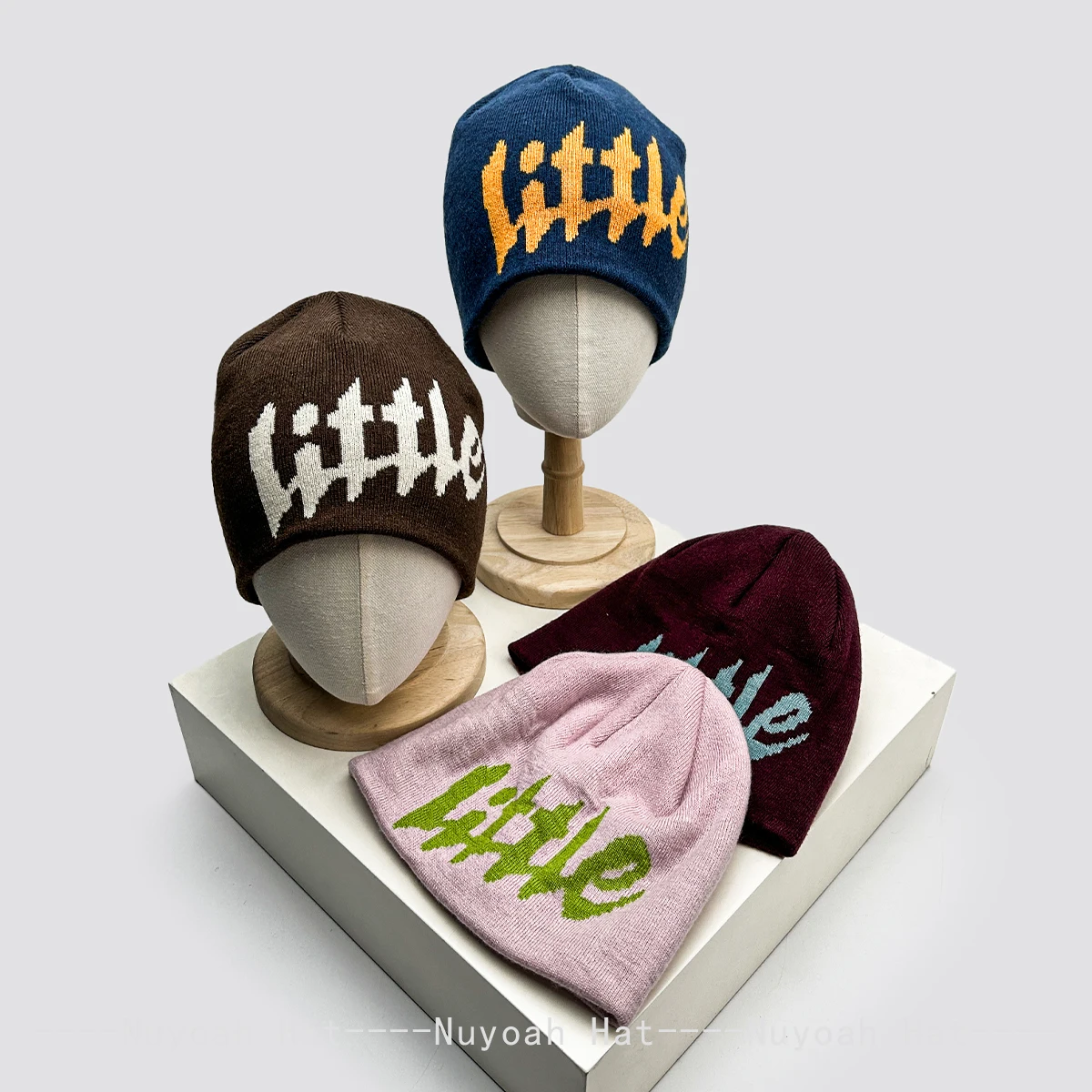 New Men Women Color Block Jacquard Little Letters Knitted Hats Warm Korean Versatile Personal Beanies Retro Fashion Simple Ins