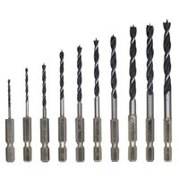 2/2.5/3/3.5/4/4.5/5/5.5/6/6.5mm Hexagonal Handle Three Pointed Woodworki Drill Bit Set Woodworking Hole Reaming Power Tool