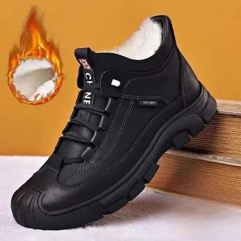 Zapatillas de invierno para hombre, botas versátiles, calzado informal para hombre, botas de nieve para hombre, botas cálidas para hombre, botas de caña alta, botas de senderismo, botas con suela gruesa.
