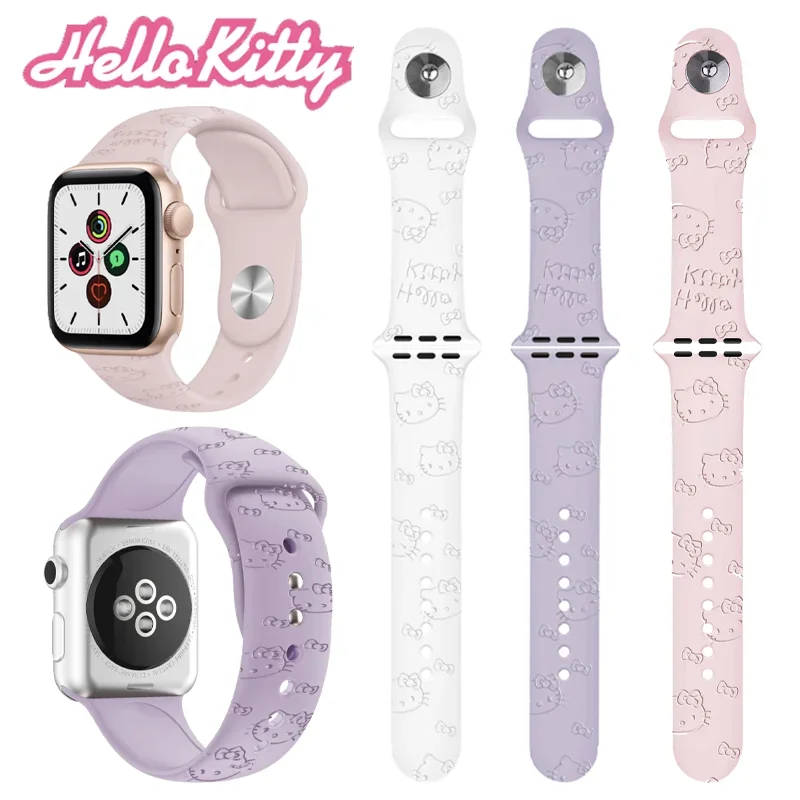 Hello Kitty Cute Strap for Apple Watch Band 44mm 42mm 45mm 42 41mm 38mm for Iwatch Bracelet Series 7 6 Se 5 4 3 2 1 Watchband