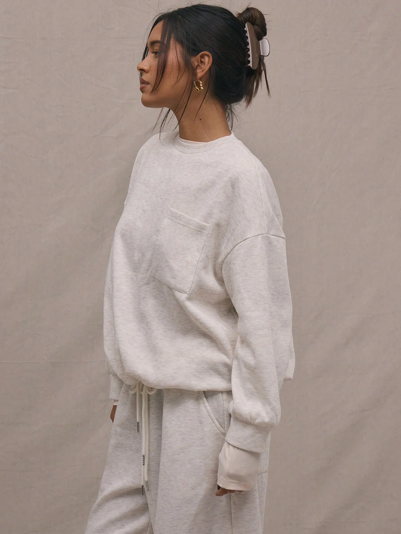 Sudadera holgada con cuello redondo para mujer, deportiva, informal, cómoda, estilo informal, otoño