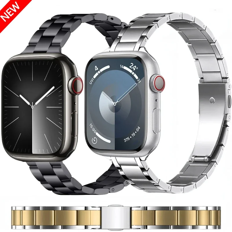 

Slim Metal Strap For Apple Watch 10 9 8 7 41mm 45mm Stainless Steel Bracelet iWatch Ultra/2 49mm 6 5 4 3 SE 44mm 40mm 42mm Band
