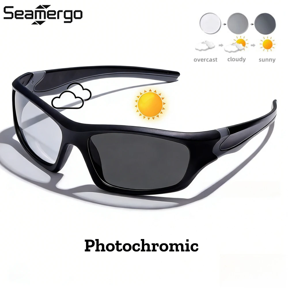 

SEAMERGO Outdoor Photochromic Fashion Sunglasses Men's Women's New Outdoor Riding Driving Windproof Essential UV400 Sunglasses