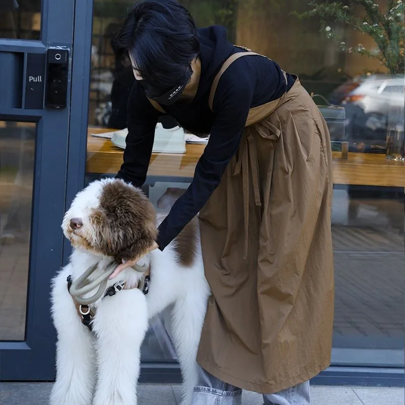 

Long Apron over Knee Stall Young Lady Waterproof Court Style Forest System Pet Retro Strap Pleated Skirt Household Cleaning Tool