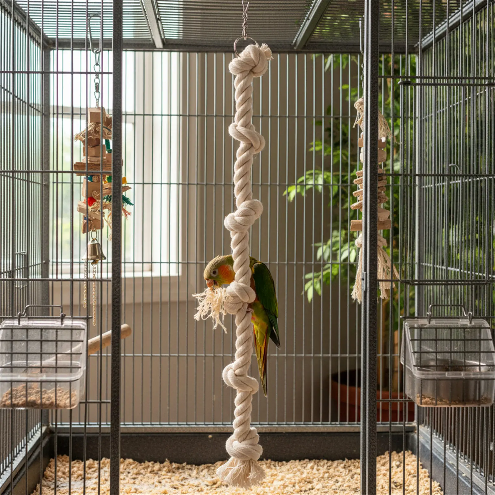 Parrot Chew Toy Parrot Climbing Cotton Rope Bird Pet Toy Bird Station Pole Bird Frame Bird Cage Cotton Rope Standing Toys
