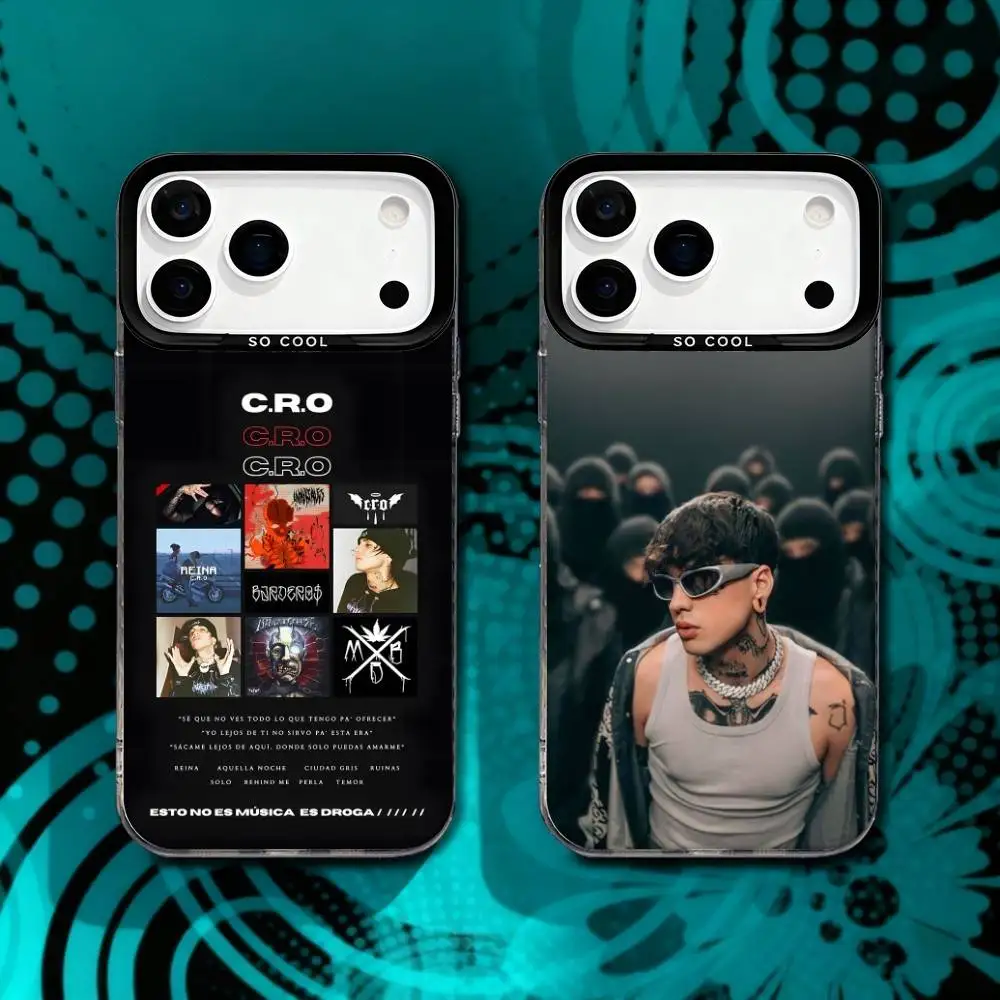 

Rapper C.R.O Crocraxker Phone Case For iPhone 17,16,15,14,13,12,X,8,Pro,Max,Plus,SE4,Air,Mini HD Black IMD Matte