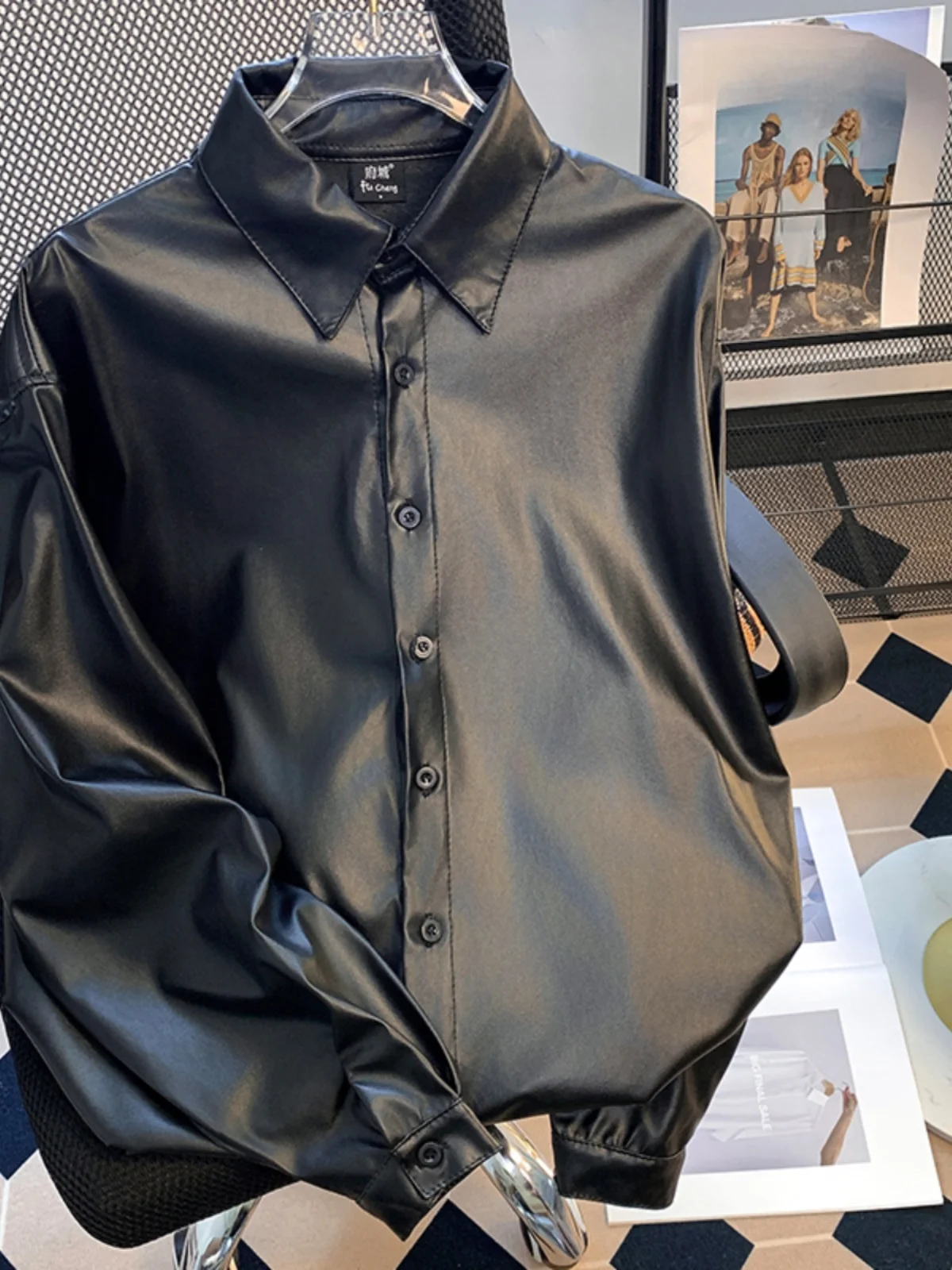

Leather Jaet Men's Long Sve Genuine Leather Casual Trendy Brand Japanese Sle Cool American Retro Youth Thin Leather Coat