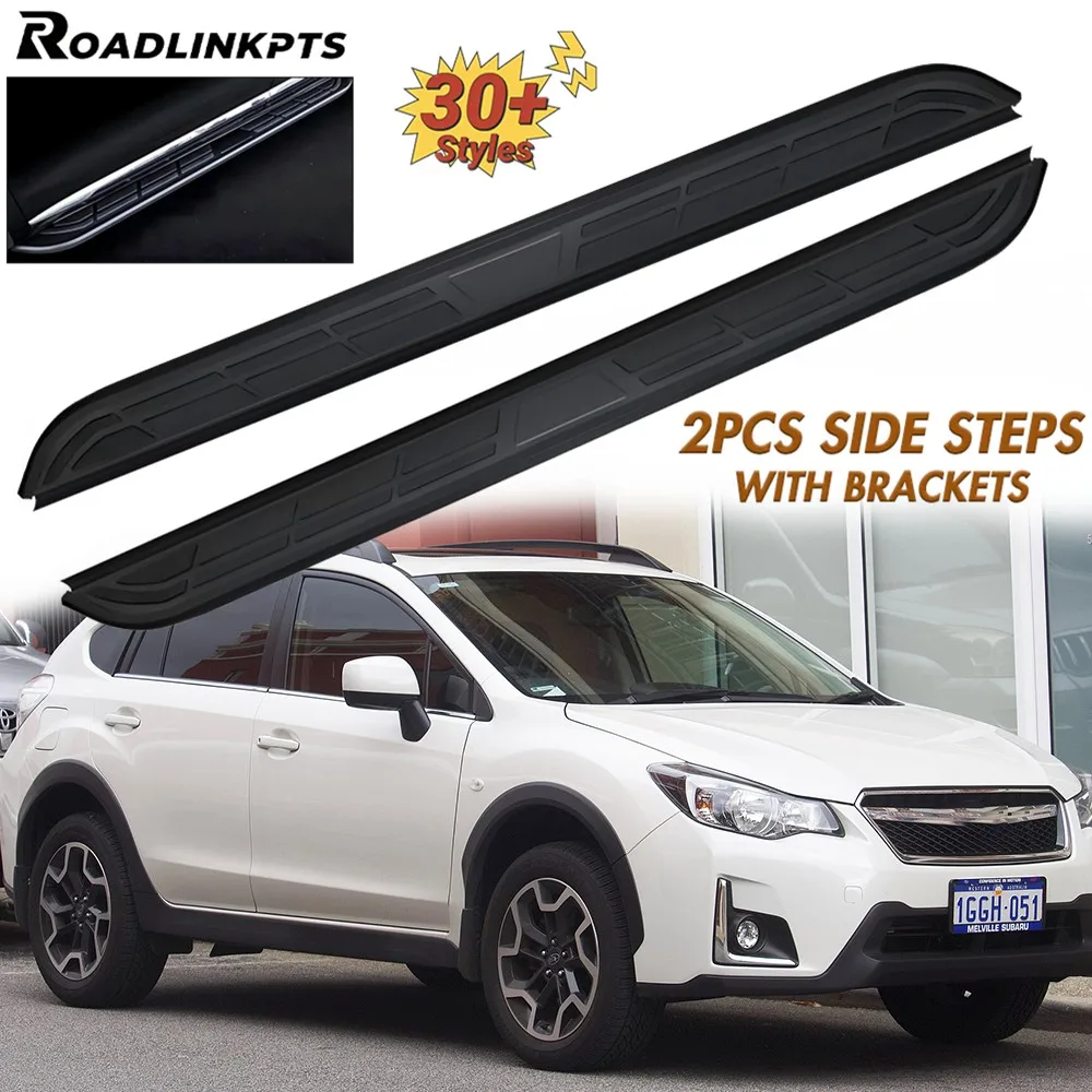 2 قطعة الألومنيوم 5.1 "خطوات جانبية ثابتة واسعة مناسبة لسوبارو XV Crosstrek 2013-2017 تشغيل لوحات Nerf القضبان القضبان لوحات الدواسات #1