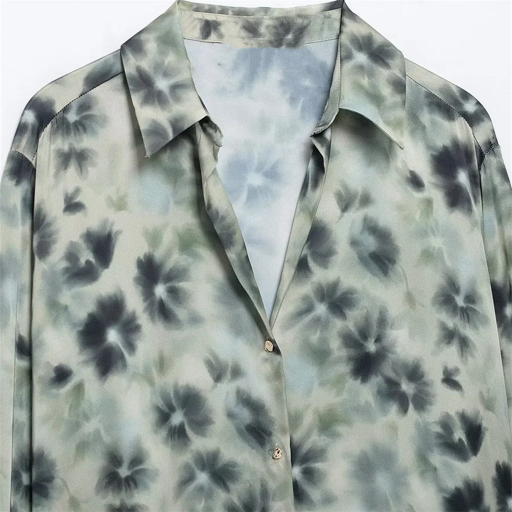 Chemise à revers texturé en Satin de soie imprimé RARA pour femmes, ample, Style paresseux, simple boutonnage, nouveau produit de printemps, 2025