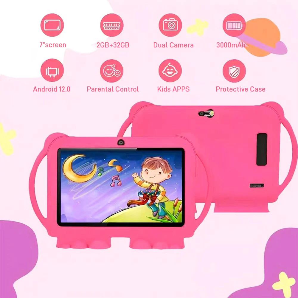 2 + 32GB enfants tablette dessin animé enfants-étui 5G WiFi Google apprentissage éducation apprentissage jouet tablette Android 12 enfants PC cadeau