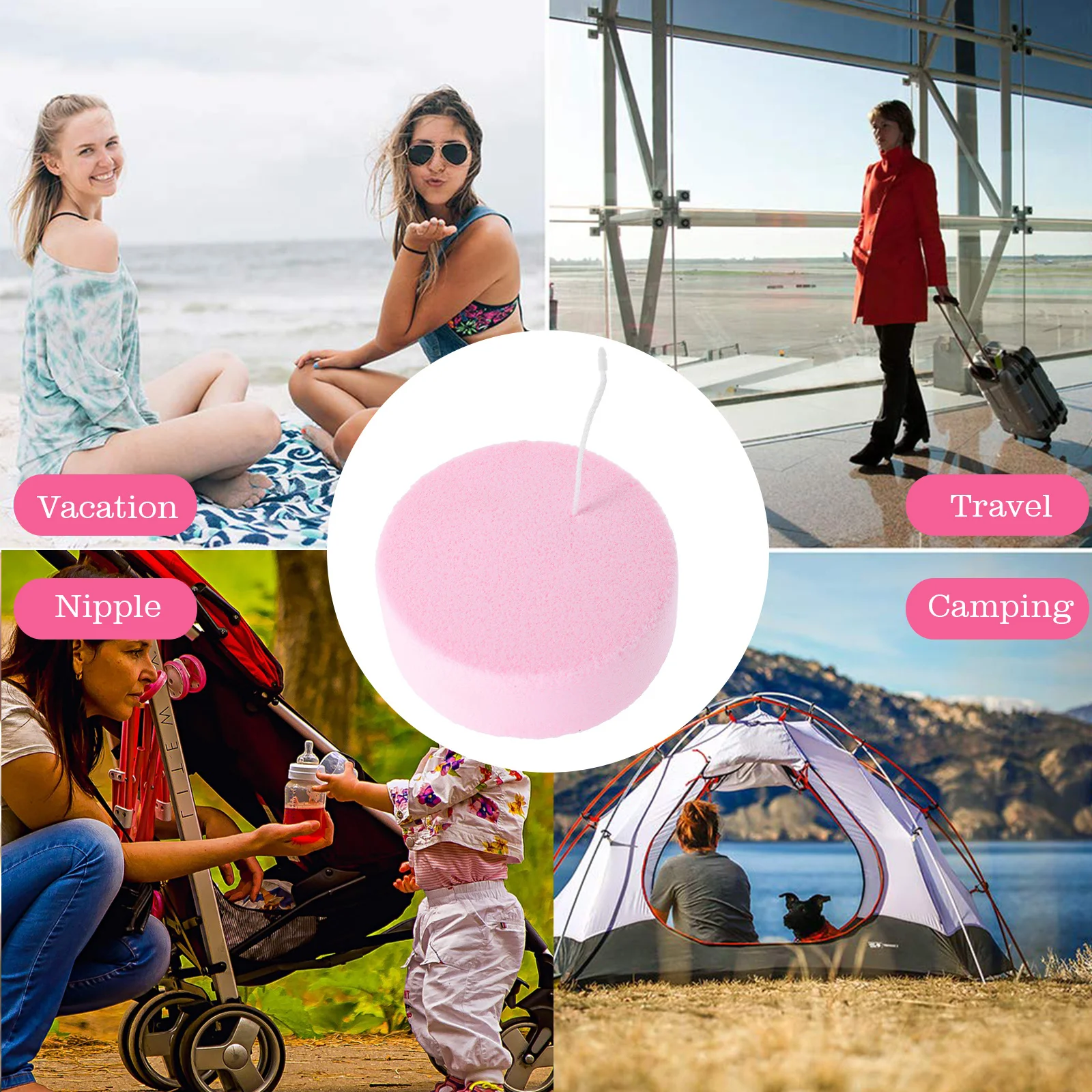 Compact Face Cleaning Sponge Multi-Function Exfoliating Facial Scrubber Convenient Travel Face Cleaner Facial Sponges