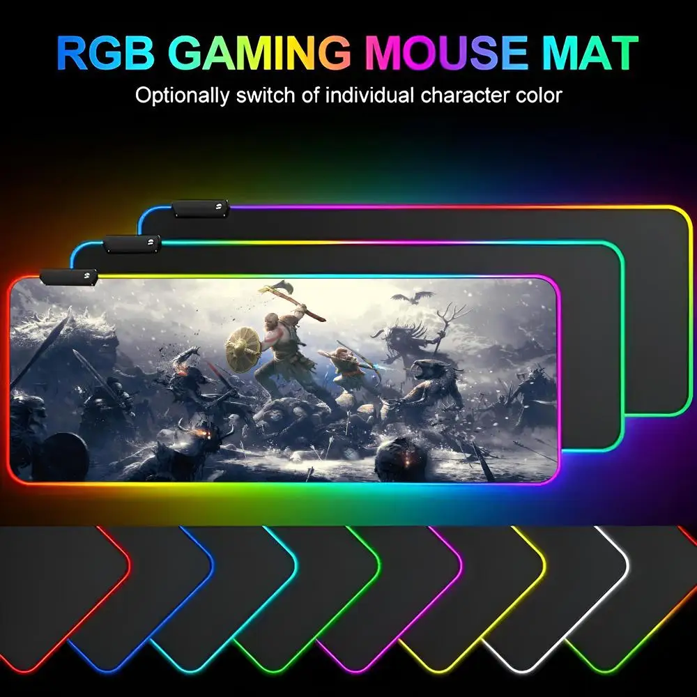 

G-Game GOD OF WARes Mouse Pad Mousepad Rgb Mouse Pad Gaming Backlight Pc Accessories Gamer Keyboard Backlit Mat Desk Protector