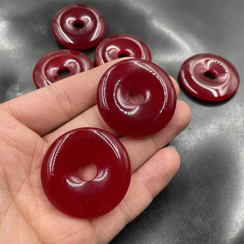 Cheap Jade 4cm Purplish Red Chalcedony Agate Safety Buckle Pendant Medium Red Agate Safety Buckle Pendant