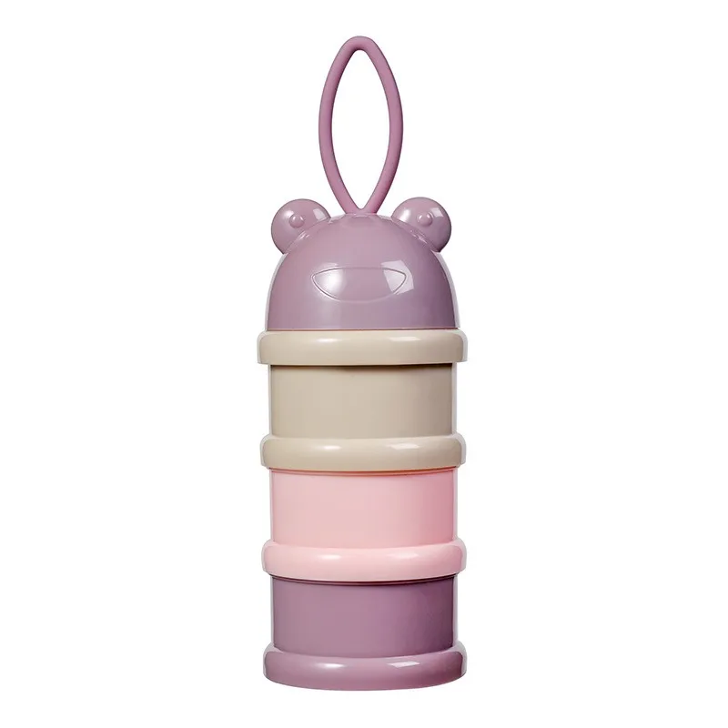 Boîte de rangement portable pour aliments pour bébés, 3 couches, plusieurs ouvertures, céréales, dessin animé, lait en poudre pour bébé, conteneur de collation pour tout-petits, cerf mignon