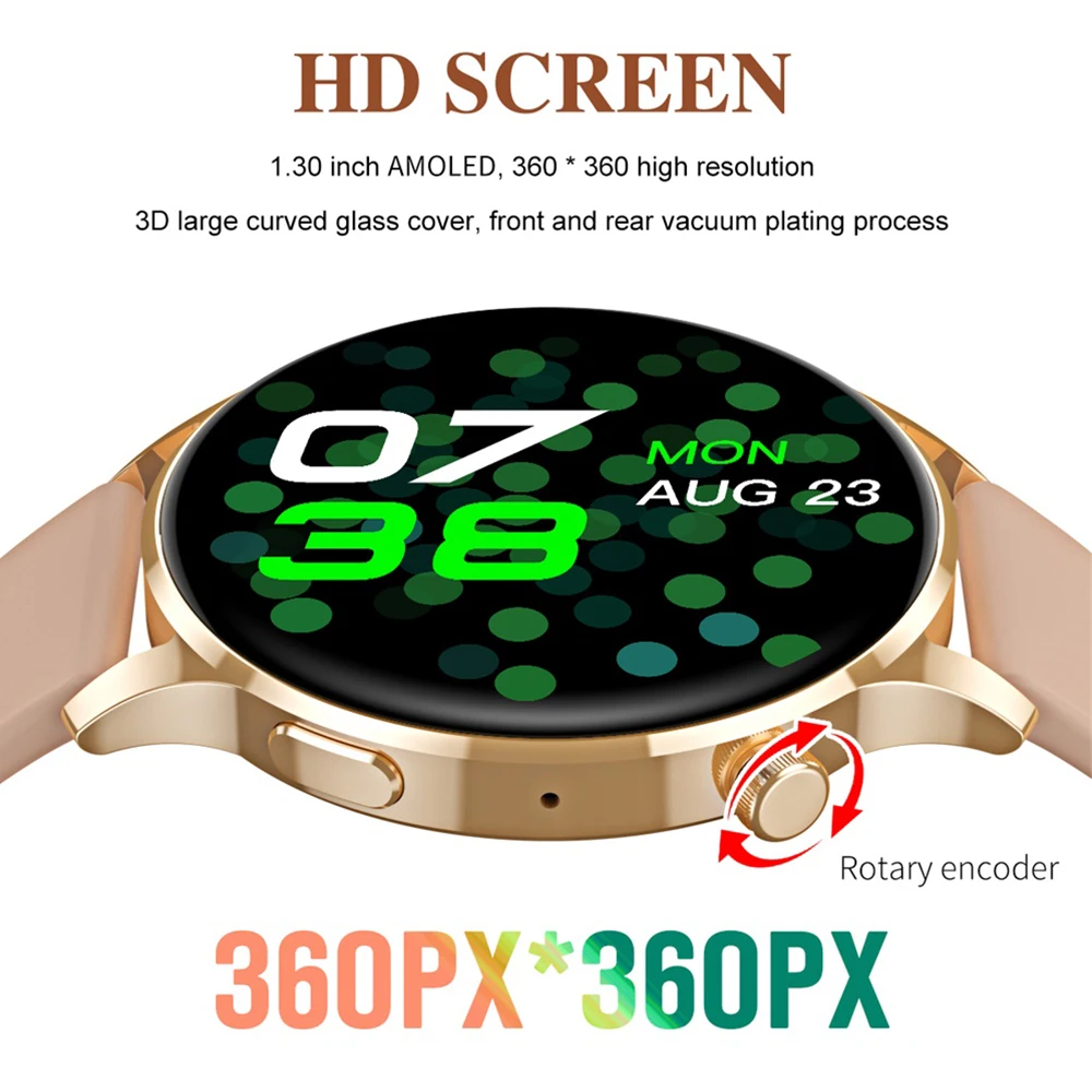 Smart Watch Women Heart Rate Monitor Smartwatch Ladies Notifucation Smart Voice NFC Call Reminder Weather Music Wireless Charge