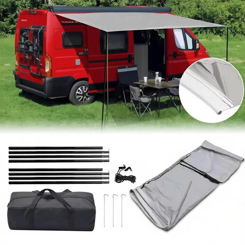 1 Set für Wohnwagen, Wohnmobil, Camper mit Keder-Einfassung, Aufbewahrungstasche, 3x2,4m Camping-Vorzelt, Sonnensegel, Wohnmobilteile