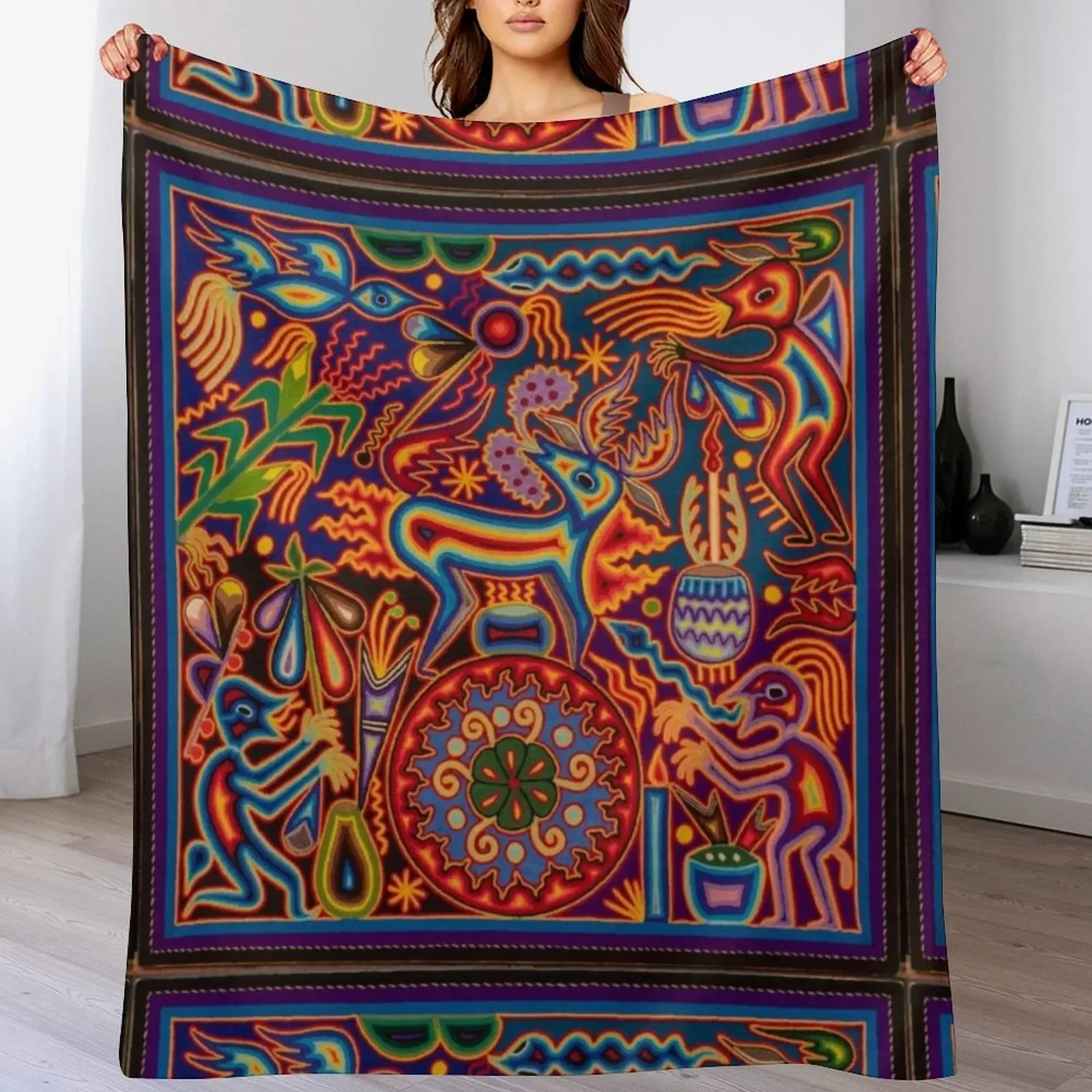 

Huichol Throw Blanket Thin Soft Blanket for Summer Night Sleeping