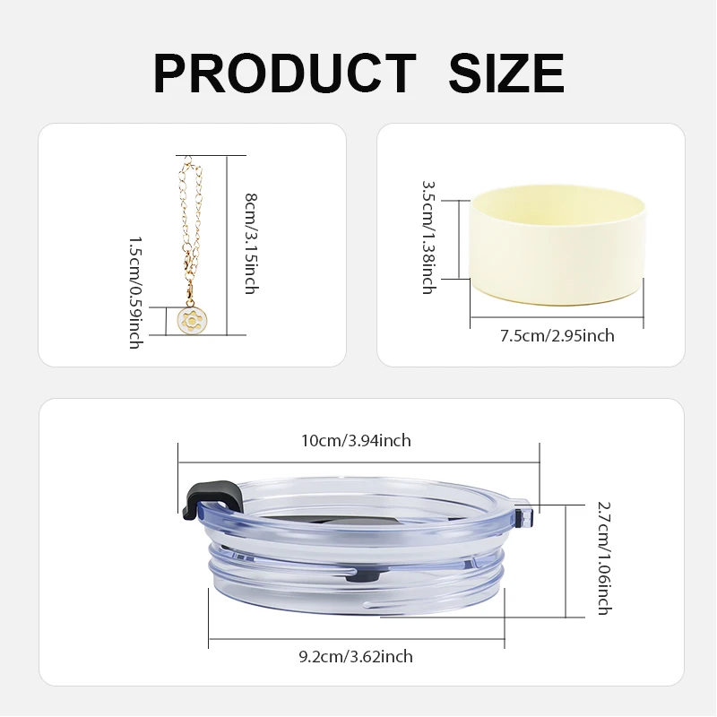 40oz/1200ml Travel Mug Replacement Lid & Sleeve Set – Spill-Proof Cup Lid, Non-Slip Base, Decorative Charm, Tumbler Accessories