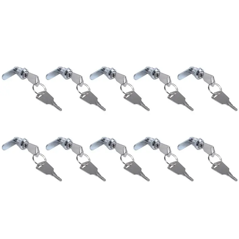 ABKW-10 Pcs Cam Lock Desk Drawer Lock 16MM + 20 Keys For Arcade Cupboard Mailbox File Cabinet