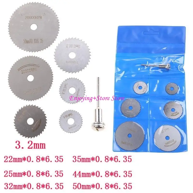 G6DA 7 stcs/set mini High Speed ​​Steel Web Cirkelomrichting Roterende snijblad Wielschijven