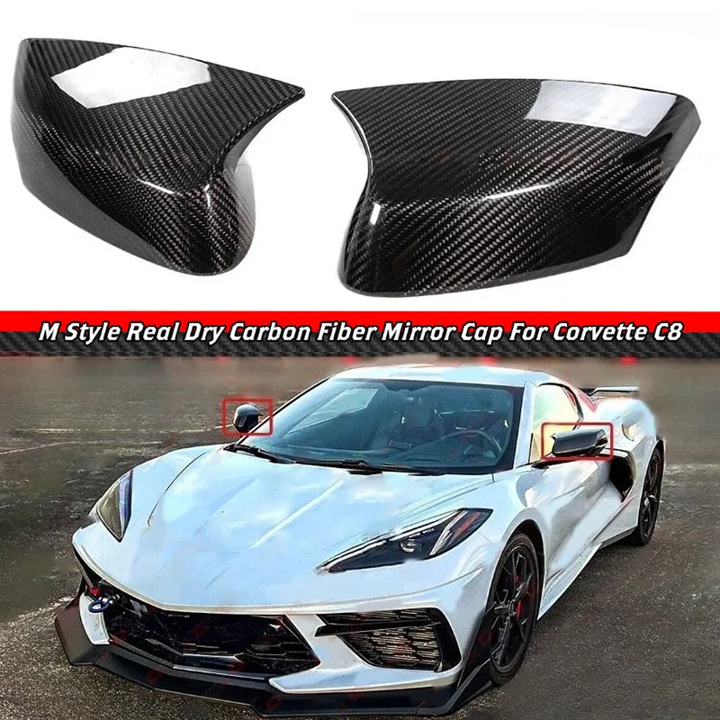 

For Chevrolet Corvette C8 Real Dry Carbon Fiber Rearview Mirror Housing Left Right Cover Modification 19-23 Body Kit Accessories