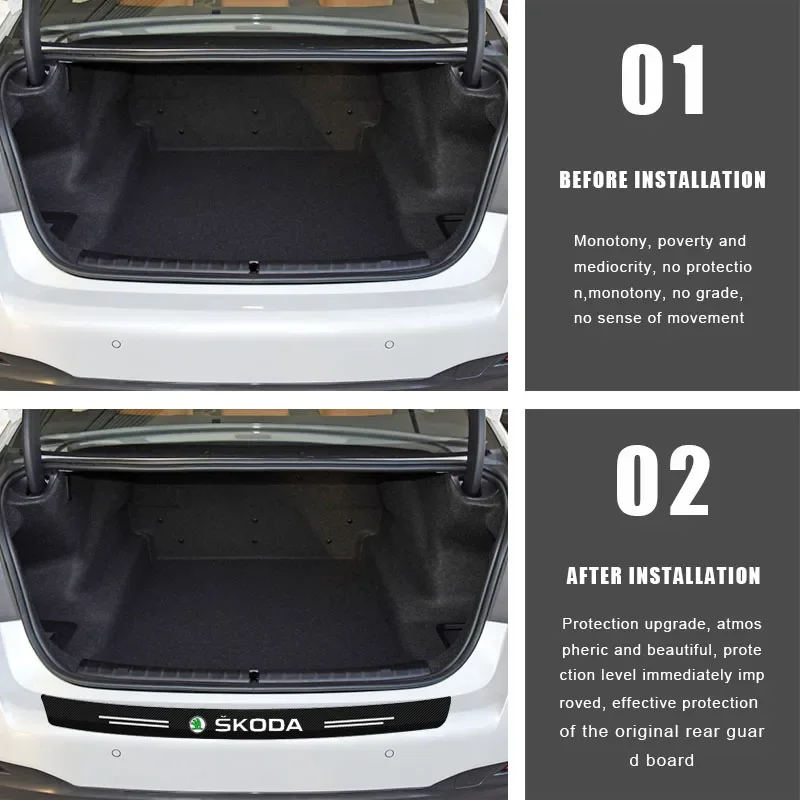 Car trunk scratch strip, trunk protection collision strip For Skoda Octavia 1 2 3 A4 A5 A7 A8 MK1 MK2 Kodiaq Superb 3 Karoq