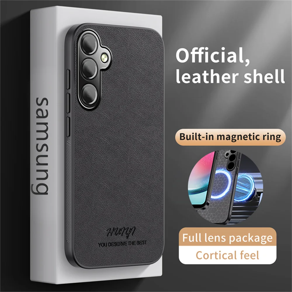 Luxury Built-in Magnetic Leather Phone Case for Samsung S25 S23 S24 Ultra S21 S22 Plus S20 FE A73 A71 A55 A54 A53 A52 A35 Cover