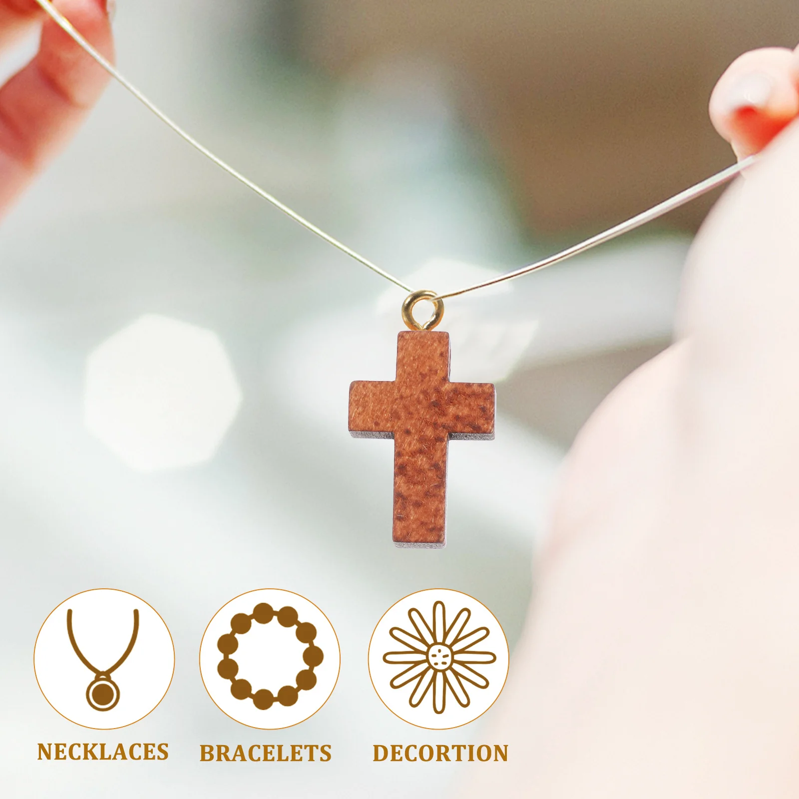 

200pcs Wood Cross Pendants Cross Charms For Diy Necklace Bracelet Keychain Craft Decorative Accessories Jewelry Making Supplies