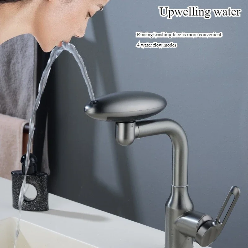 

Household bathroom faucet spaceship design 4 mode waterfall hot cold stainless steel tap