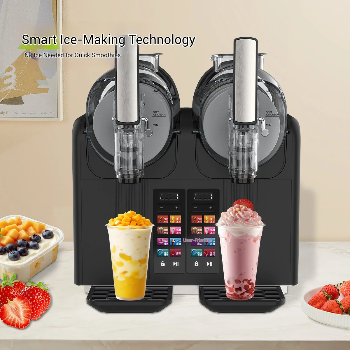 Multifunctional Commercial And Home Double Slushie Machine Frozen Drink Slushy Small Soft Serve Ice Cream Machine