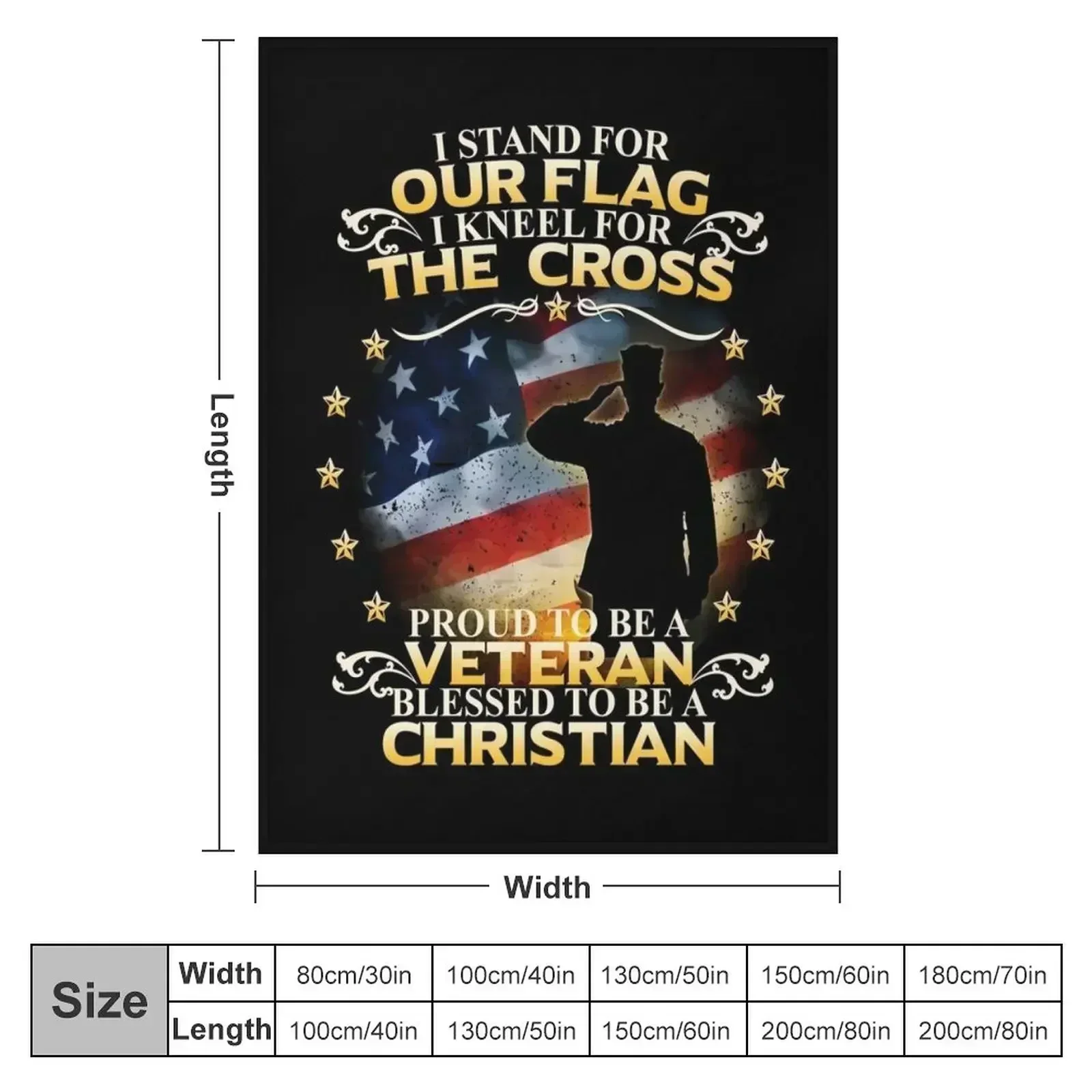 I Stand For Our Flag I Kneel For The Cross Christian Veteran Throw Blanket Softest anime valentine gift ideas Blankets