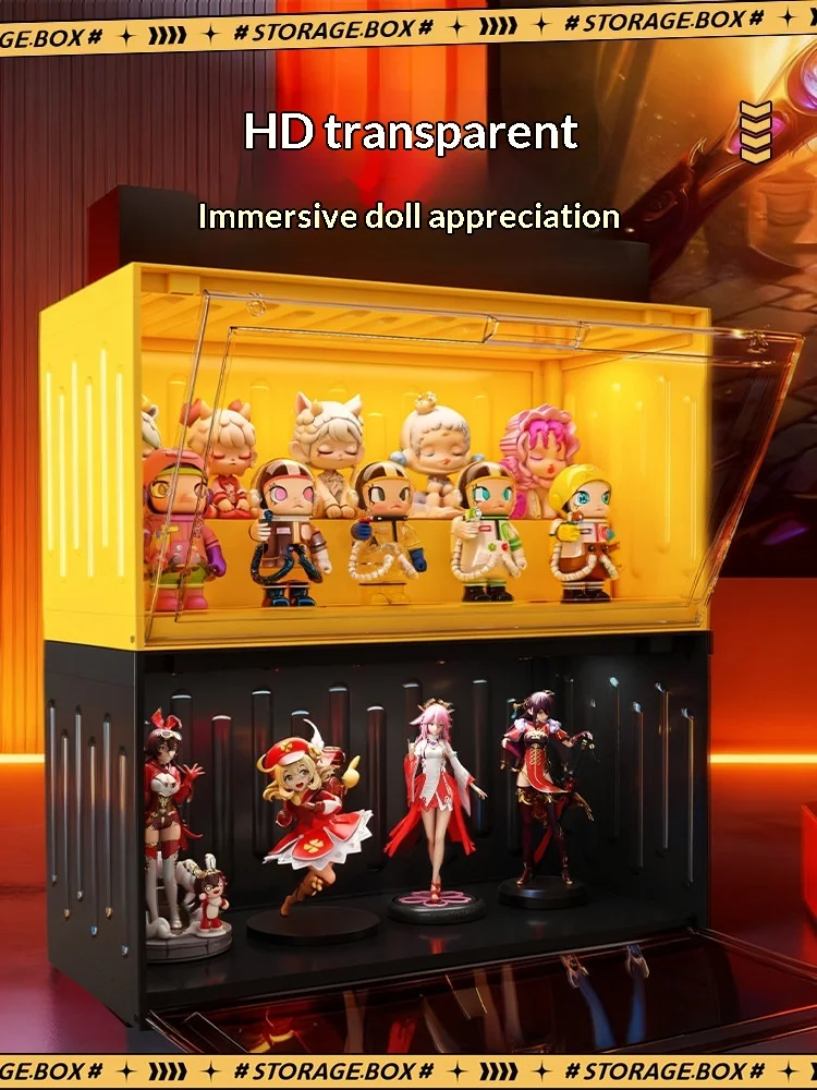 Blind Box Storage Display Shelf Container Style Dustproof Clear Display Case For Pop Mart Collectible Figurines Action Figures