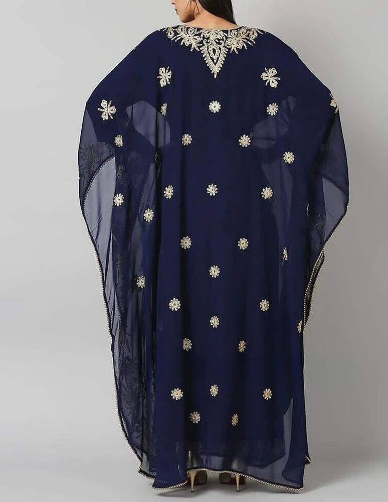 Navy Blue Kaftans Farasha Abaya Dress From Dubai, Morocco Is A Very Fancy Long Dress