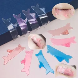 Lomansa 1 Pair Korea Dolphin Shape Reusable Silicone Eyelash Perm Lash Rod Shield Lash Softening Pads Eyelash Curler Makeup Tool