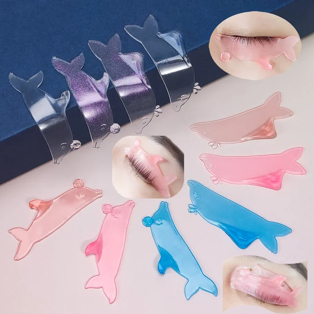 Lomansa 1 Para Korea Dolphin Shape Silikonowe pręty do rzęs wielokrotnego użytku Podkładki do rzęs Zmękczające rzęsy Narzędzie do makijażu