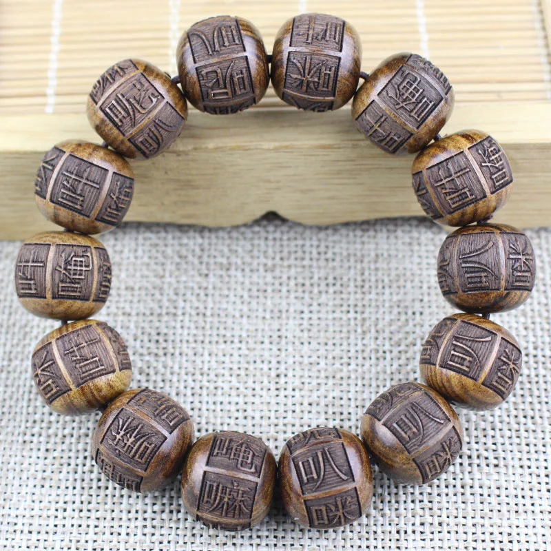 Creative Black Rosewood Hand String Carving Buddha Beads Mani Bamihong Men's and Women's Jewelry Live Broadcast Amulet