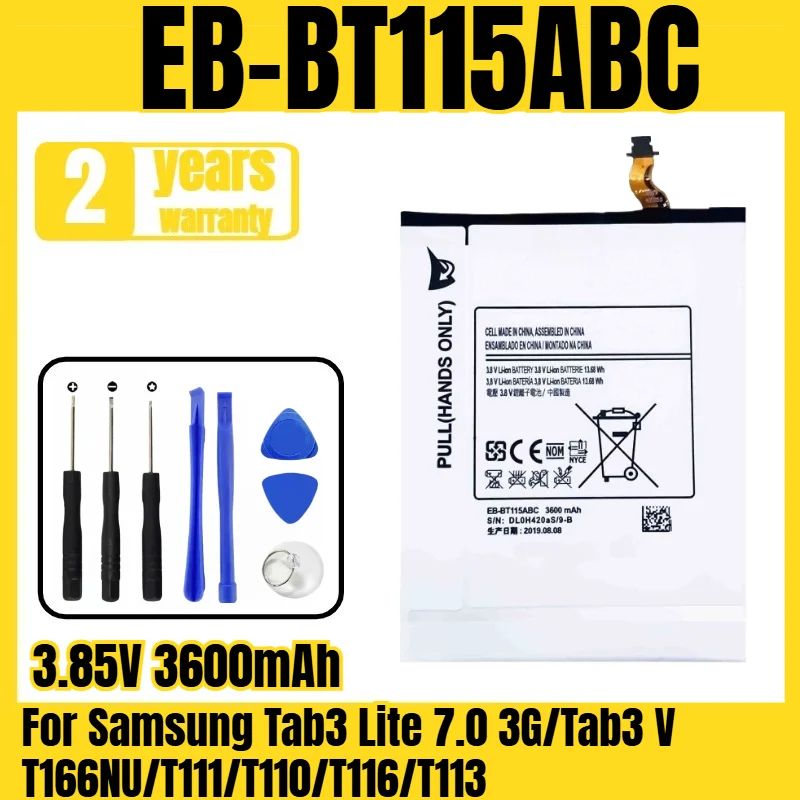 

EB-BT115ABC Tablet Battery for Samsung Tab3 Lite 7.0 3G/Tab3 V T166NU/T111/T110/T116/T113/Battery 3.85V 3600mAh