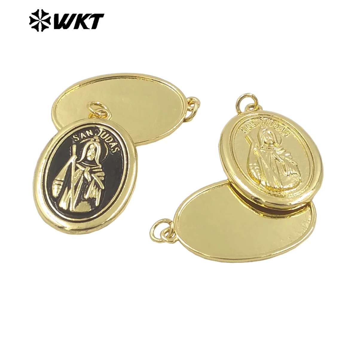 WT-MP291 New Design 18K Gold Plated Religious Brass Medal San Judas Christian Charms Pendants in 10PCS