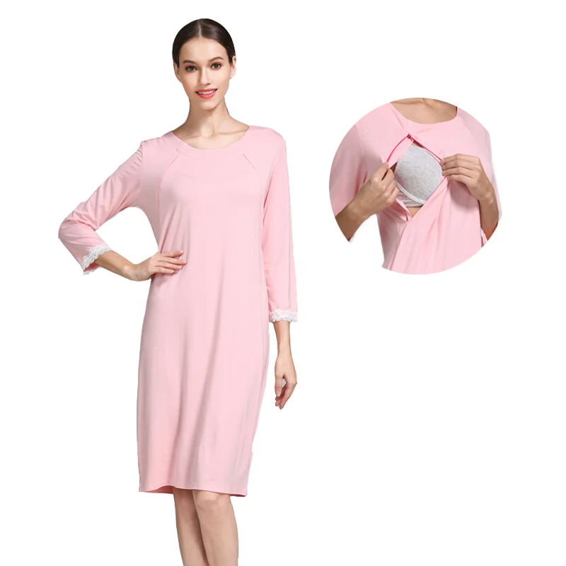 

Maternity Pajamas Sleepwear for Postpartum Women Breastfeeding Lace Nightgown Nursing Night Dress Lactation Nightwear