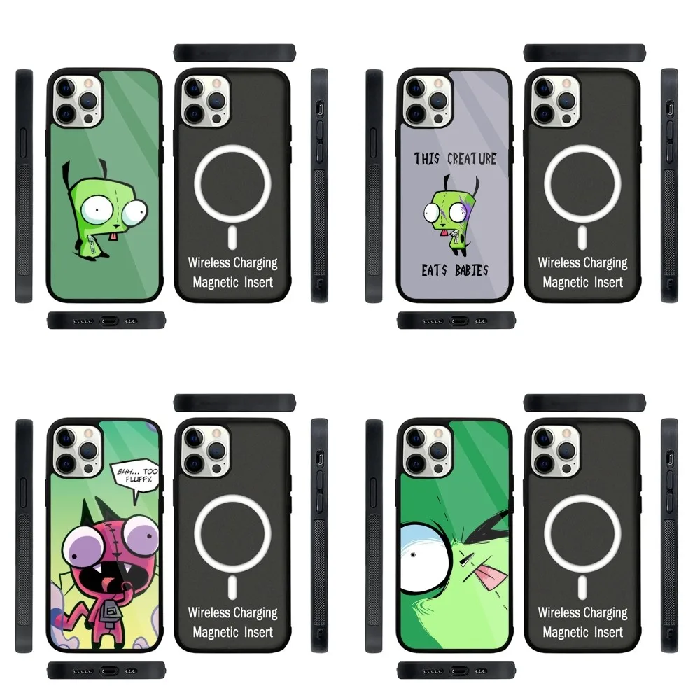 

Cartoon I-Invader Z-Zim Phone Case Strong Magnetic For IPhone 15,14,13,Pro,Max,Plus,11,12,Mini For Magsafe Wireless Charging