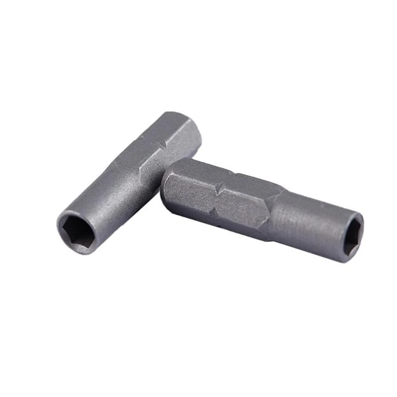 F92C 2PCS 6.35 ถึง 4 มม. อะแดปเตอร์ปลอกแขนหกตัวแปลงหัวแปลง 1/4 นิ้วตัวแปลงบิต 1/4 นิ้ว