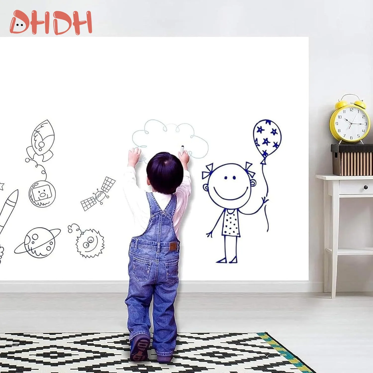 Kids Painting Scroll – Peel & Stick White Drawing Paper Roll for Wall, Washable Educational Art Toy for Decor & Creative Play