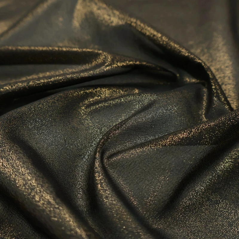 Translucent Black Hot Stamping Glossy Chiffon Fabric Fashion Shirt Dress Skirt Coat Non Elastic Handmade DIY Clothing Fabric