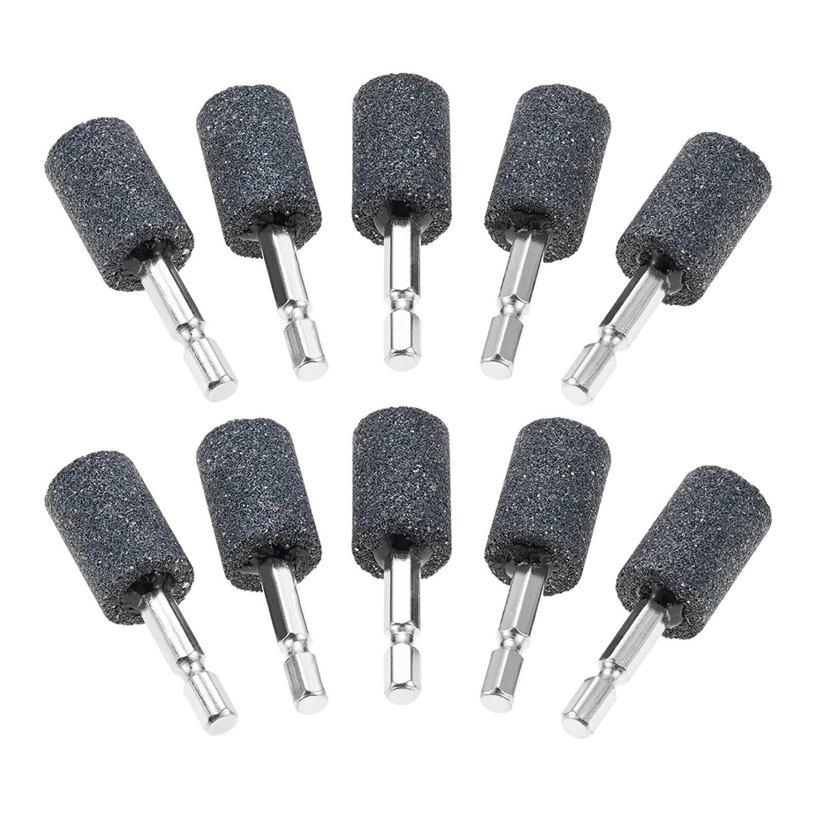 Broyeur de sable cylindrique en corindon avec tige hexagonale de 1,4 ", tête de 20mm, meuleuse à cône, charbon de meulage, perceuse, accessoires d'outils à distance, 10 pièces