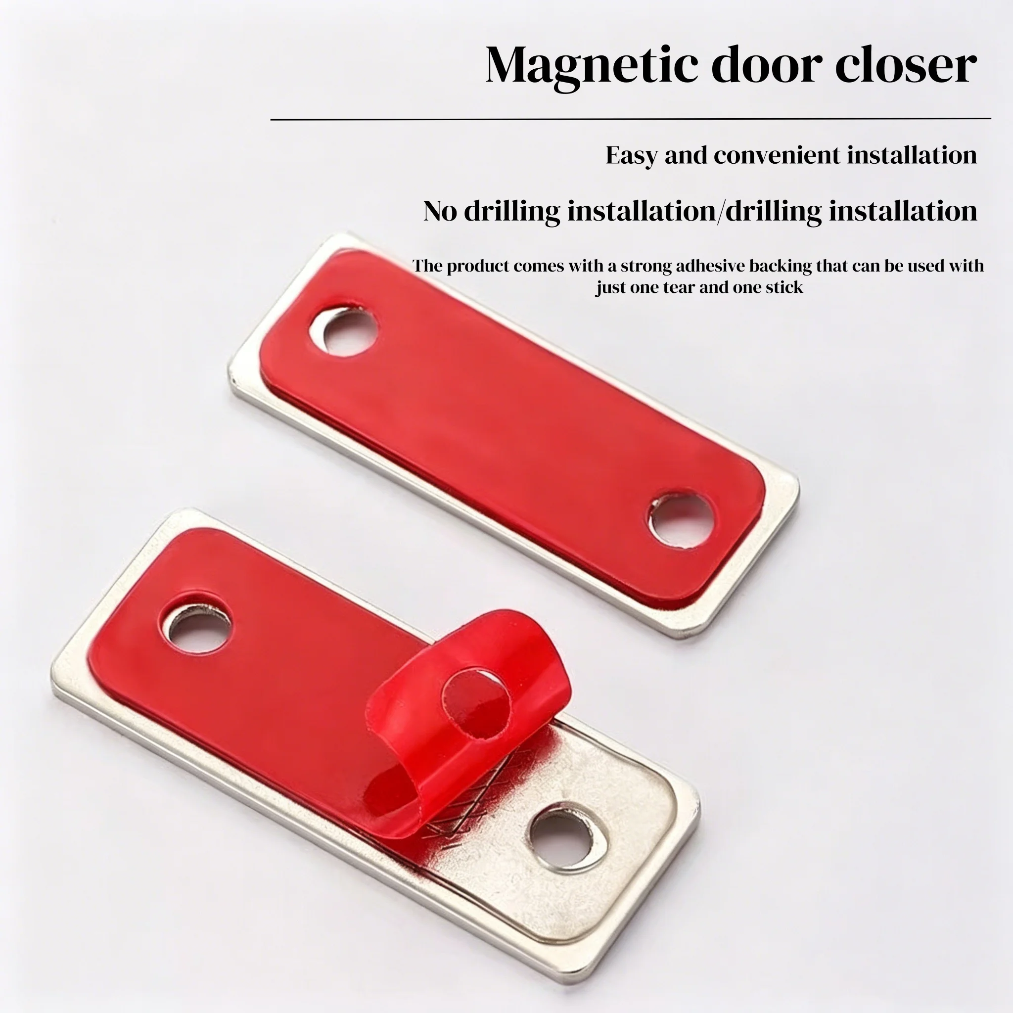 Magnetic cabinet door lock buckle，ultra-thin diamond free magnet，adhesive stainless steel cabinet lock buckle，kitchen，bathroom