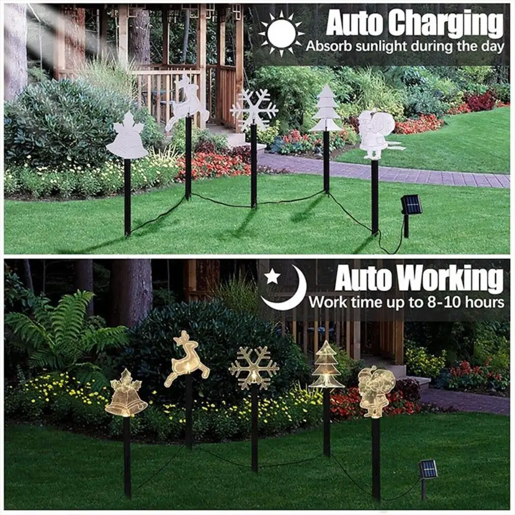 

LED Solar Stars Light Snowflake Christmas Tree Bell Outdoor Waterproof Lawn Light Courtyard Decoration Solar Light Outdoors