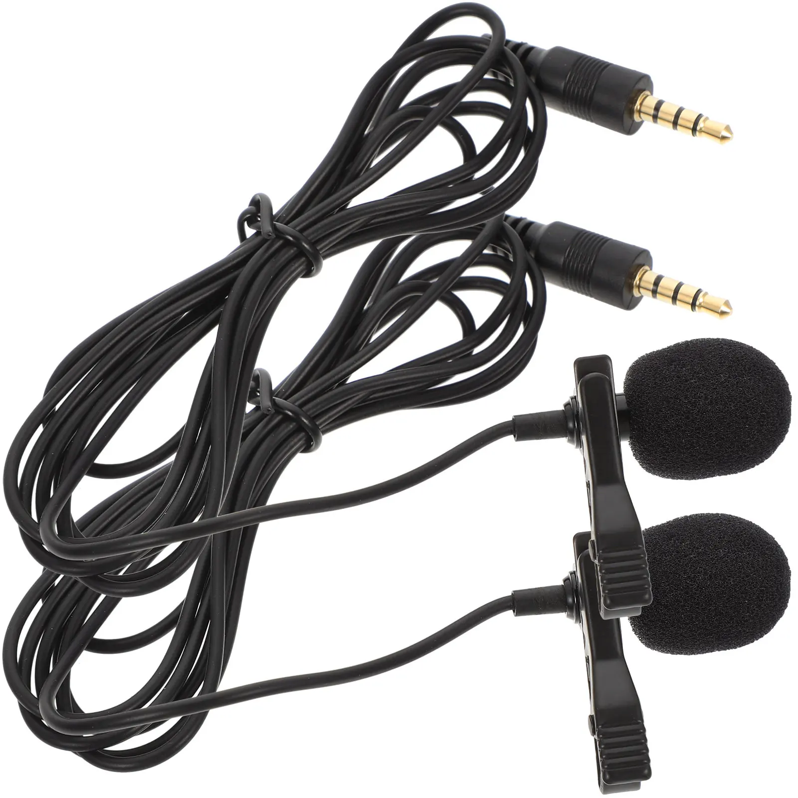 2Pcs Lavalier Microphone 3.5mm Clip-on High Sensitivity Recording Mic for Interview Meeting Video Streaming Phone Tablet Pc